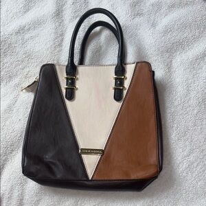 Steve Madden Black, Cream, and Brown Satchel